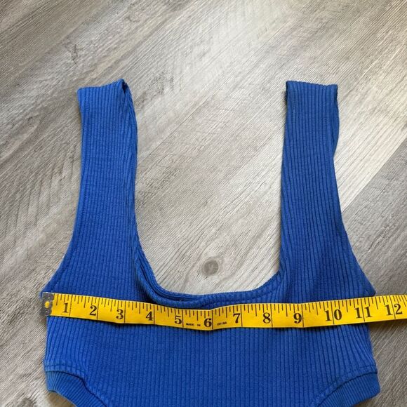 ZARA Ribbed Mini Dress Cutout Party Club Blue Medium - Picture 6 of 7